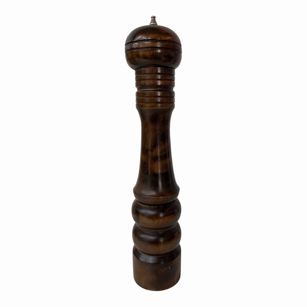 Vintage Pepper Mill Wood 14.75” Tall Bistro Grinder Wooden Mcm